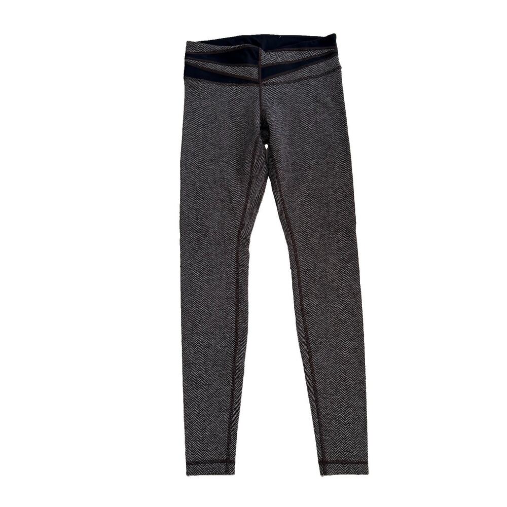 Lululemon Wunder Under Leggings Womens 8 Black Giant Herringbone Pull On